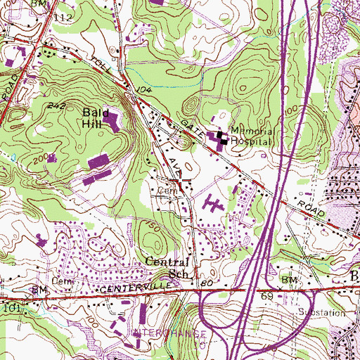 Topographic Map of Thomas Rice Lot Cemetery, RI
