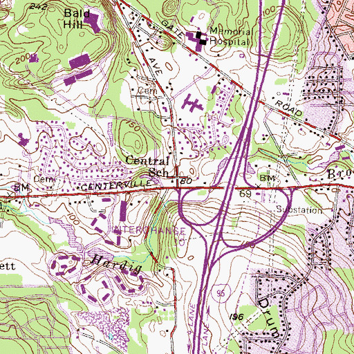 Topographic Map of Toll Gate High School, RI