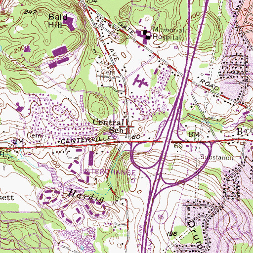 Topographic Map of Warwick Area Career and Technical Center, RI