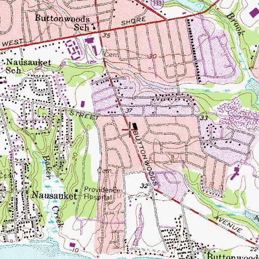 Topographic Map of Warwick Christian Fellowship Church, RI