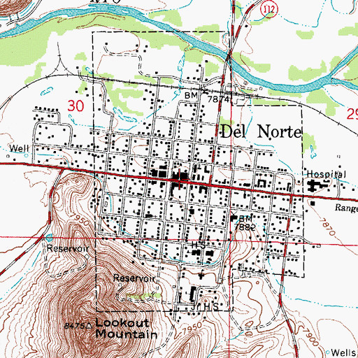 Topographic Map of Del Norte, CO