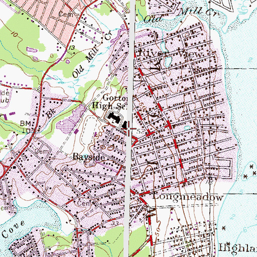 Topographic Map of Warwick Neck School, RI