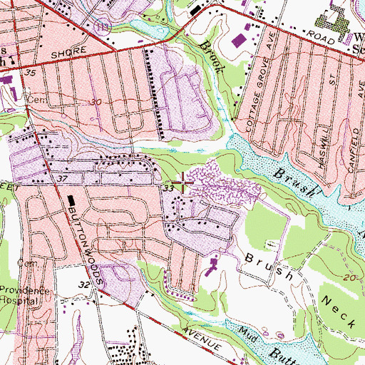 Topographic Map of Warwick Poor Farm Cemetery, RI