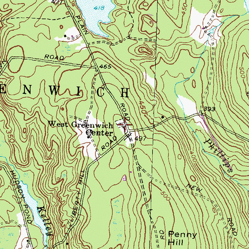 Topographic Map of West Greenwich Baptist Church, RI