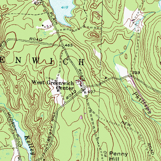 Topographic Map of West Greenwich Cemetery, RI