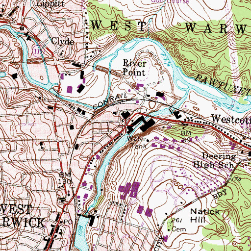 Topographic Map of West Warwick Church of God, RI