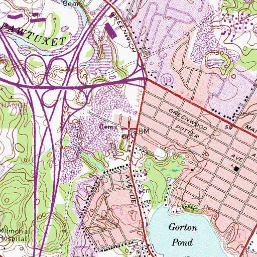 Topographic Map of Westcott - Brown Lot, RI