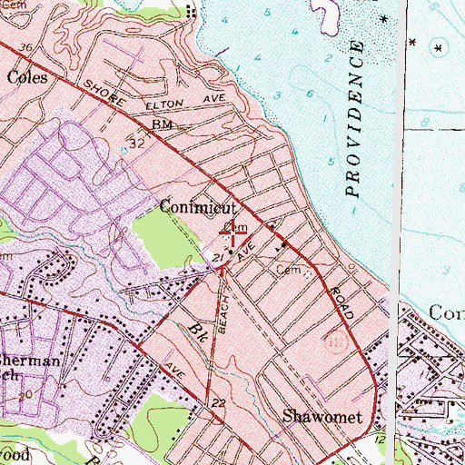 Topographic Map of William Jenison Lot Cemetery, RI