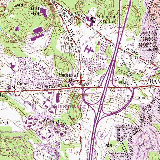 Topographic Map of Winman Junior High School, RI