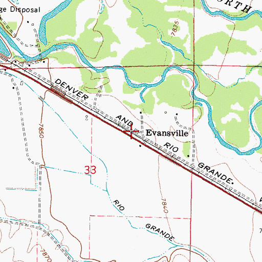 Topographic Map of Evansville, CO