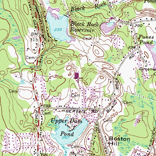 Topographic Map of West Bay Area Career and Technical Center, RI