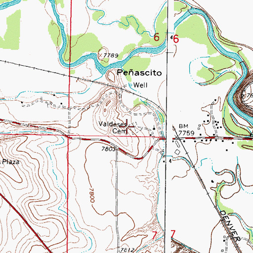 Topographic Map of Valdeses Cemetery, CO