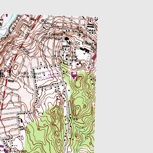 Topographic Map of Bernon Heights School, RI