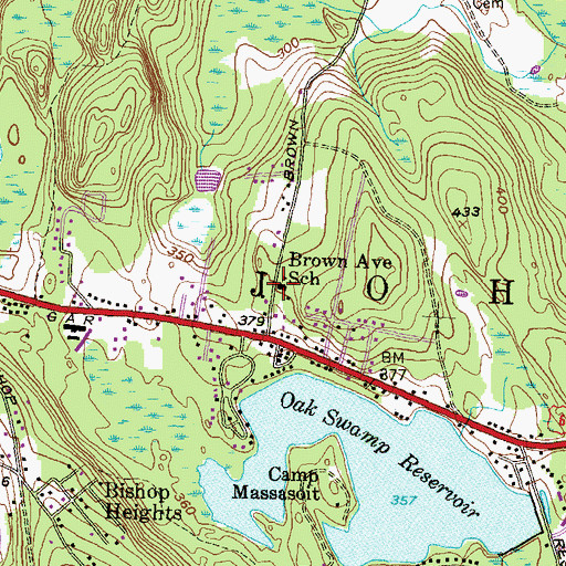 Topographic Map of Brown Avenue School, RI