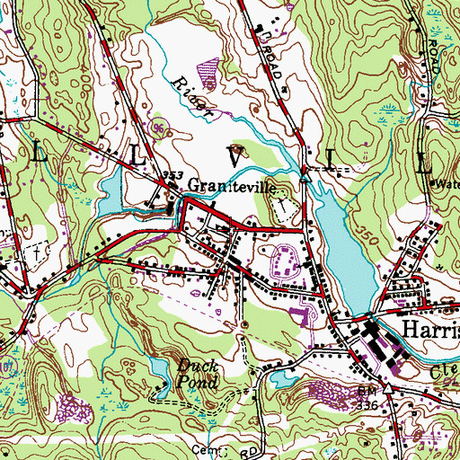 Topographic Map of Burrillville High School, RI