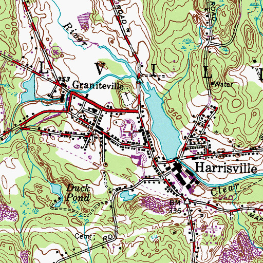 Topographic Map of Burrillville Town Hall, RI