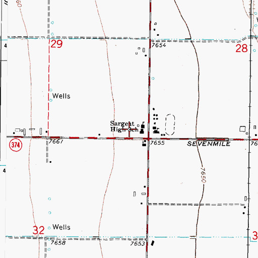 Topographic Map of Sargent Junior-Senior High School, CO
