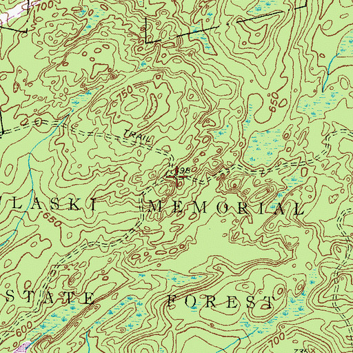 Topographic Map of Casimir Pulaski Memorial State Park, RI