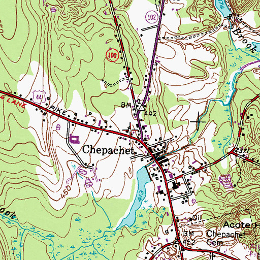 Topographic Map of Chepachet Union Church, RI