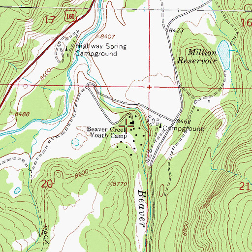 Topographic Map of Beaver Creek Youth Camp, CO