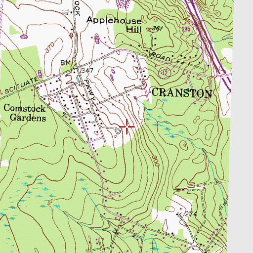 Topographic Map of Comstock Golf Course (historical), RI