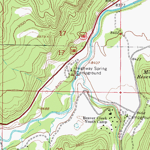 Topographic Map of Beaver Creek, CO