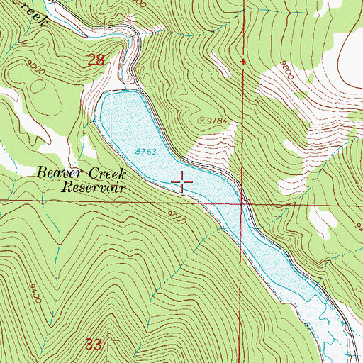 Topographic Map of Beaver Creek Reservoir, CO