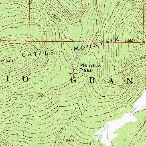 Topographic Map of Meadow Pass, CO