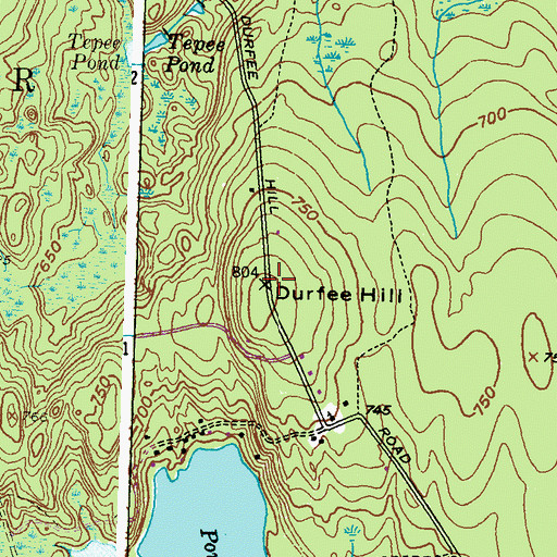 Topographic Map of Durfee Hill Management Area, RI