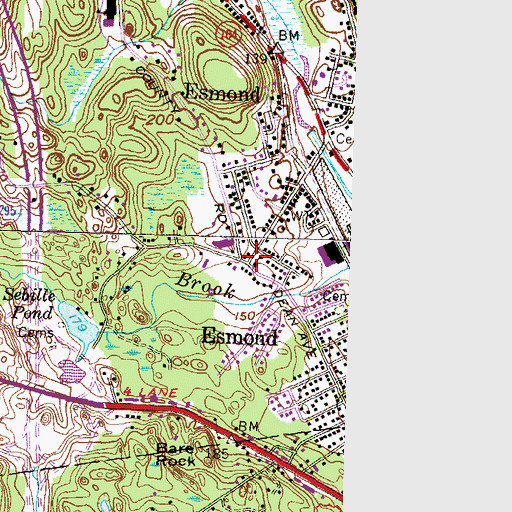 Topographic Map of East Smithfield Public Library, RI