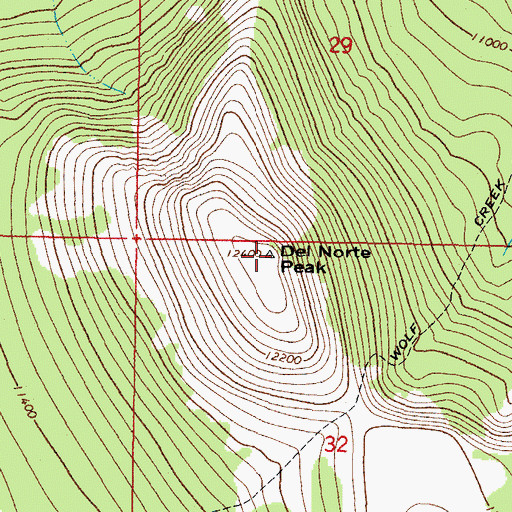 Topographic Map of Del Norte Peak, CO