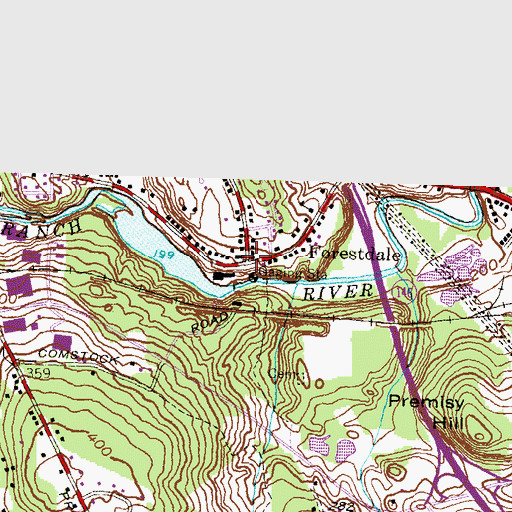 Topographic Map of Forestdale Post Office, RI