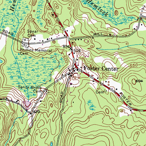 Topographic Map of Foster Town Hall, RI