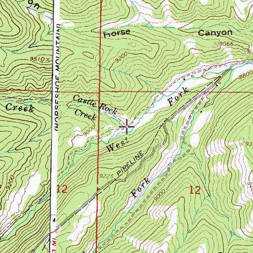 Topographic Map of Castle Rock Creek, CO