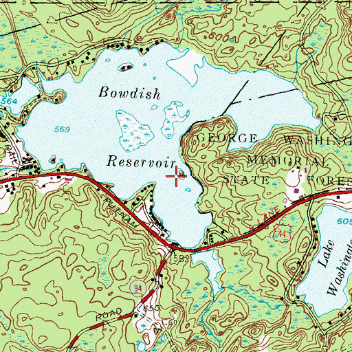 Topographic Map of George Washington Memorial State Forest, RI