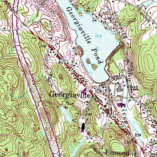 Topographic Map of Georgiaville Baptist Church, RI