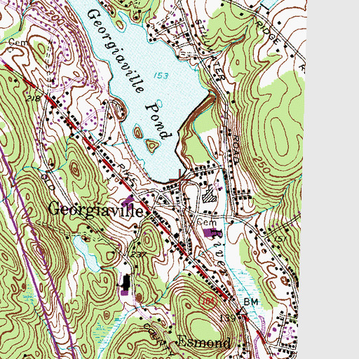 Topographic Map of Georgiaville Beach, RI