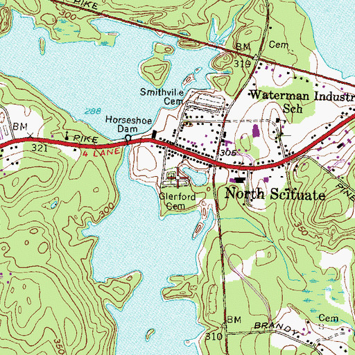 Topographic Map of Glenford Cemetery, RI