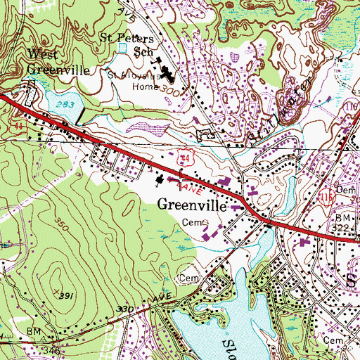 Topographic Map of Greenville Baptist Church, RI