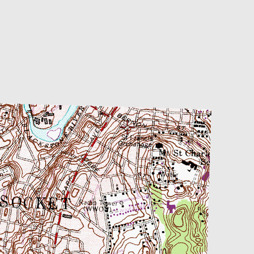 Topographic Map of Grove Street School, RI