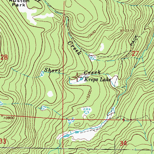 Topographic Map of Kreps Lake, CO