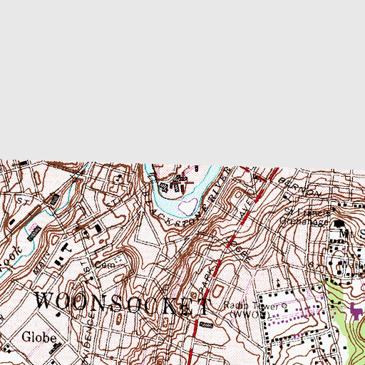 Topographic Map of Hanora Mills, RI