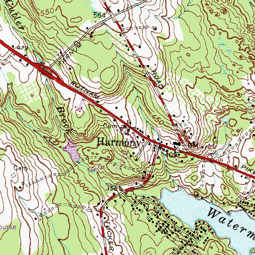 Topographic Map of Harmony Cemetery, RI