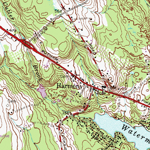 Topographic Map of Harmony Chapel, RI