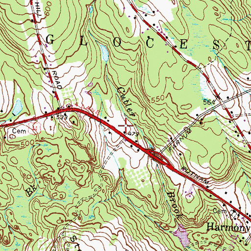 Topographic Map of Harmony Post Office, RI