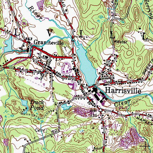 Topographic Map of Harrisville Historic District, RI