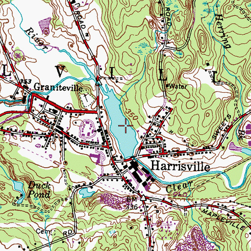 Topographic Map of Harrisville Mill Pond, RI