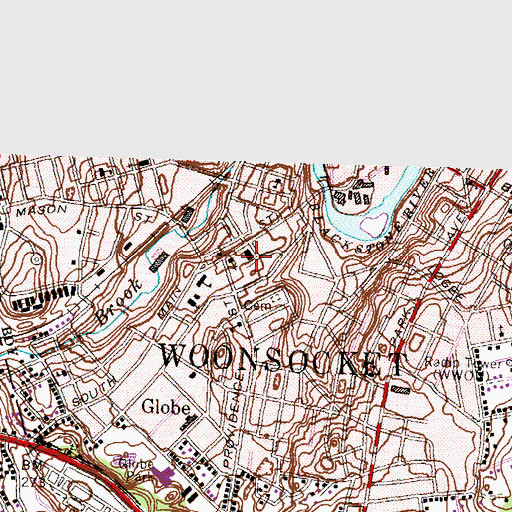Topographic Map of Harrisville Pre-School, RI
