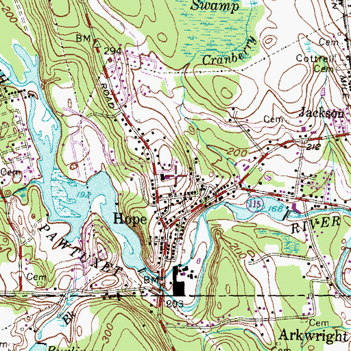 Topographic Map of Hope Elementary School, RI