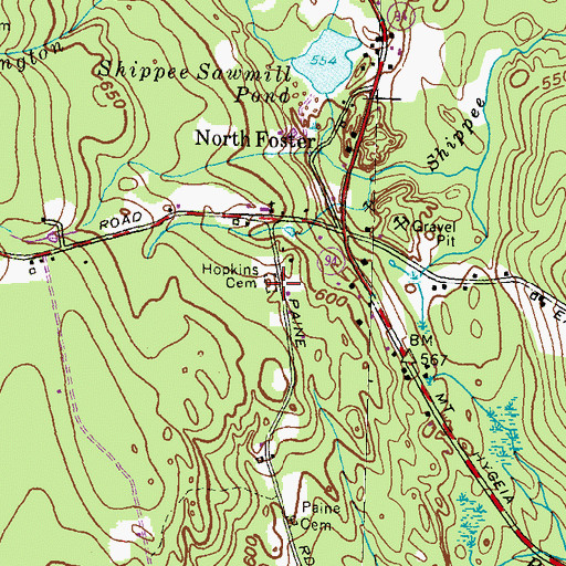 Topographic Map of Hopkins - Young Lot Cemetery, RI
